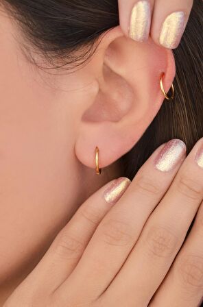 10 mm Düz Çelik Halka Piercing Gold