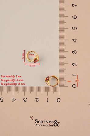 Svarovsky Renkli Taş Kiraz Halka Tragus Piercing Helix Kıkırdak