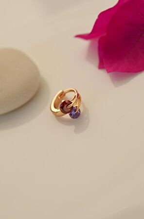 Svarovsky Renkli Taş Kiraz Halka Tragus Piercing Helix Kıkırdak