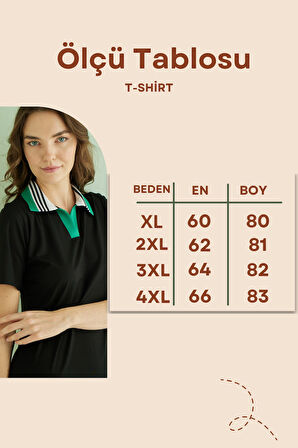 Siyah Desenli Kısa Kollu Pamuklu Kadın Büyük Beden T-Shirt