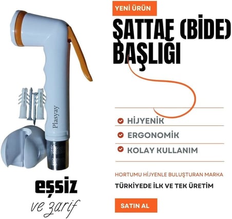 Plastik Mandallı Şattaf Taharet Matik Başlık Tekne Yat Karavan Otel İçin İdeal Ürün (Gri)