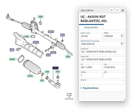 Rot Bası Sol Fıesta Fusıon Bm 02  ( AYD03406 - 2S6J3290AC - 2S6C3290AC )