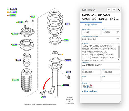  On Amortısor Sag Fıesta Tdcı Benzınlı 02 ( SCH311694 - 2S6118145AD )