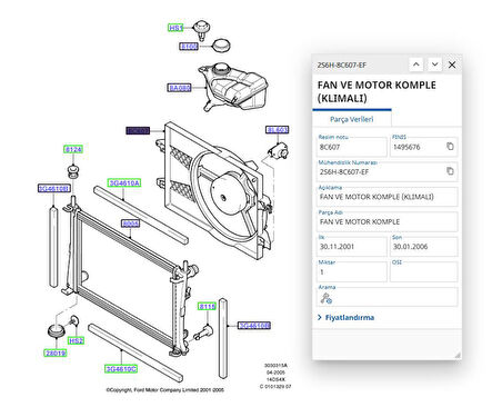  Su Radyatoru Fıesta Mekanık  1.4 Tdcı 02 ( VKA161900 - 4S6H8005CB )