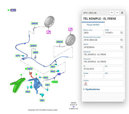 El Fren Tel Ön  Courier Transit 14  ( TRT5023273 - AP312853AB)
