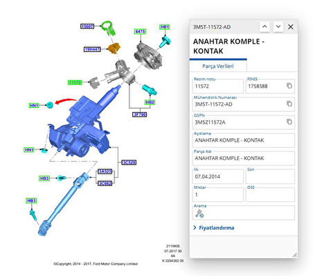 Kontak Termiği  Courier Focus Fiesta Mondeo Transit  (FSE11420003 -AA6T11572AA )