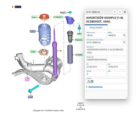 Arka Amortisör Courier 12>  ( SCH317394 - EY1618080AC )