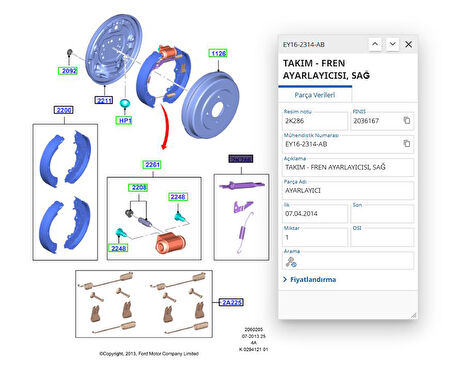 Arka Fren Ayarlayıcı R Courier 12 B460 Transit 14 ( FSE11509015 - EY162314AB )