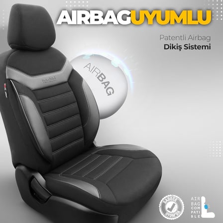 Individual Design Ortopedik Özel Tasarım Oto Koltuk Kılıfı Tam Set (Siyah-Gri)