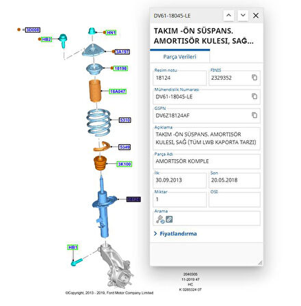 Ön Amortisör-Gazlı Sağ Kısa Şasi  Connect 02  ( SCH 290837 - 2T14 18045 BK )