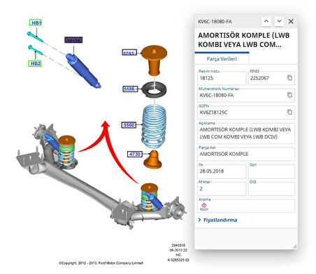 Arka Amortisör Normal Şasi Connect BM 02 ( SCH 290845 - 2T14 18080 CJ )
