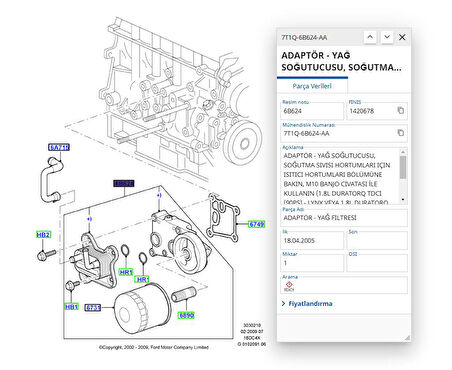 Yağ Soğutucu Komple (M8) Focus Connect 75/90Ps 02 