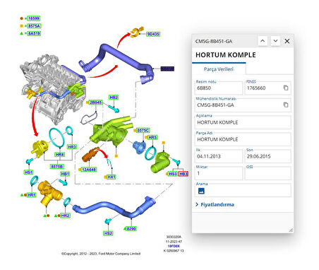 Yağ Soğutucu Hortumu Focus Connect 02 ( FSE 11-633-001 - 1S4Q 8B451 AB )