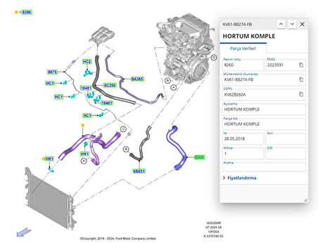 Radyatör Üst Hortum (+Ac) Connect 75Ps/90Ps 02 ( YTT Y40172 - 2T14 8B274 BC )