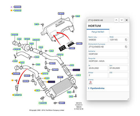 Intercooler Hava Hortumu (Silikon) Connect Bm 02  ( UCP 13H11282 - 2T1Q 6N650 AB )