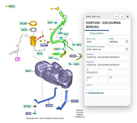 Yakıt Doldurma Hortumu Connect 1.8Tdcı 75/110Ps  ( ONK CM 30325 - 7T16 9047 AC )