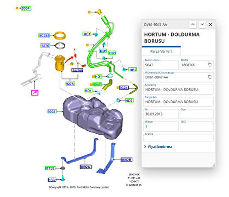 Yakıt Doldurma Hortumu Connect 1.8Tdcı 75/90Ps    ( ONK CM30308 - 7T16 9047 BB )