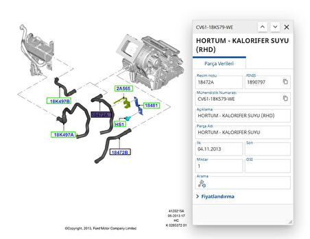 Kalorifer Hortumu Connect Bm 02  ( ONK CM30335 - 2T14 18K579 GA )