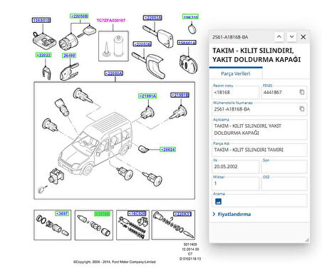 Depo Kapak Kilit Şifresi Connect  ( FSE 11-340-028 - 2S61 A18168 BA )
