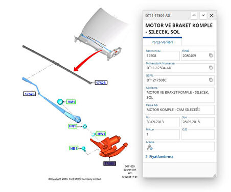Silecek Motoru Connect 02 Silecek Motoru Connect 02  ( FSE 11-460-002 - 8T16 17508 AB )