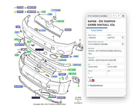 Ön Tampon Çeki Kapağı L Connect Bm 02 ( CAB 331536 - 2T14 V003K23 ABYBB4 )