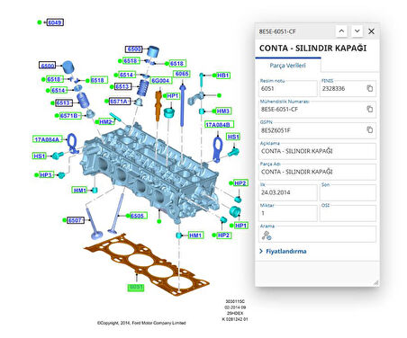 Silindir Kapak Conta 7Diş Connect 1.8 Tdcı 02 ( ELR 027112 - 1S4Q 6051 MA )