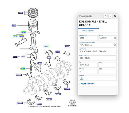 Piston Kolu Connect Focus Bm 02  ( BMY 1101 - 1S4Q 6200 BD )