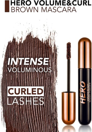 Hero Volume &amp; Curl Yoğun Hacim Veren Nemlendirici Etkili Kahverengi Maskara