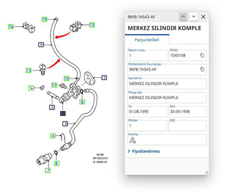 Debriyaj Üst Merkez  96  Fiesta 1.25   ( LUK511000110 - 96FB7A543AF )