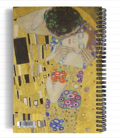 Gustav Klimt/The Kiss, 1907-08 | Spiralli Defter 28 | A5 | Çizgili | 100 Sayfa | Okul (Düz)