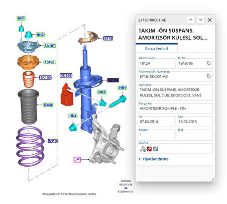 Ön Amortisör Sol Fiesta Courier 12    ( SCH315866 - EY1618K001AB - C1BC18K001RD )