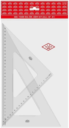 Teknik Okul Öğrenci Gönye Seti Büyük Boy (32 cm) 30-60-90 ve 45-45-90