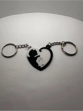 İçe Geçmeli Kedi Figürlü Anahtarlık, Hediyelik Anahtarlık, Sevgililer Günü Hediye, wqev12b