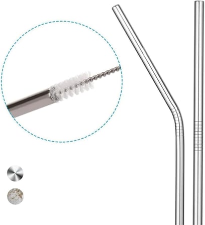 6’lı Krom Paslanmaz Metal Pipet Seti – 3 Adet Pipet Temizleme Fırçası Hediyeli, Çevre Dostu Metal Pipet, Dayanıklı Paslanmaz Çelik Pipet, Uzun &amp; Kısa İçecek Pipeti Seti (6 LI Set)