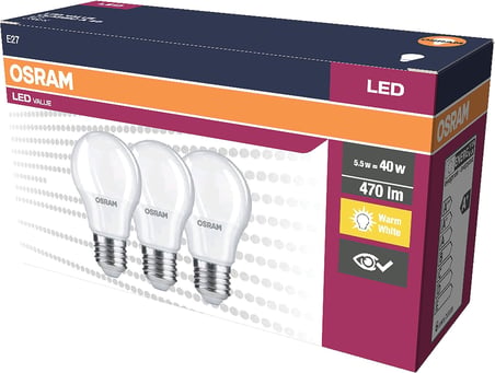 LED KLASİK LAMBA BEYAZ IŞIK 470 lm E27 3'lü