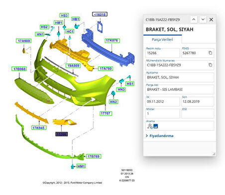 Sis Far Çerçevesi Sissiz Sol Fiesta 13 ( FSE11350041 - C1BB15A222AA5YZ9 )