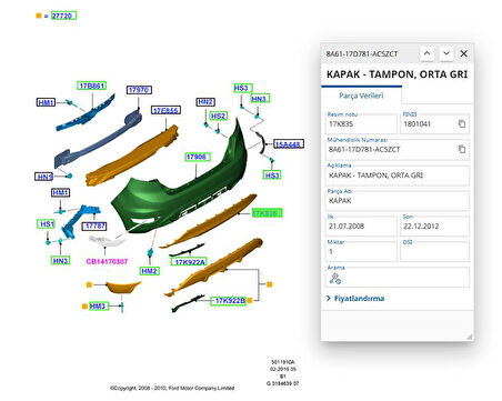 Arka Tampon Alt Bakaliti Fiesta Bm 09 ( FSE11353008 - 8A6117D781AC5ZCT )