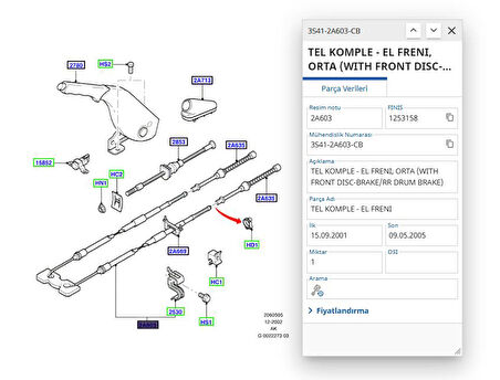 El Fren Teli Arka Kampana Focus Cmax Bm 98>04 ( TRT5023222 - 3S412A603CB )