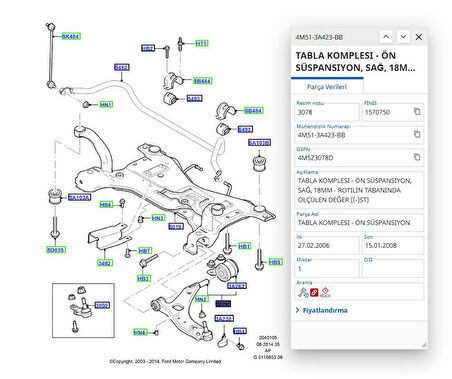 Salıncak Ön Sağ (18Mm) Focus C.Max 04 ( AYD 04880 - 4M51 3A423 BB )