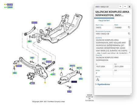 Salıncak Ön Sol (18Mm) Focus C.Max 04 ( AYD 04879 - 4M51 3A424 BB )