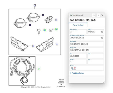 Sis Farı Sağ C.Max Focus 03 ( FSE 11-439-005 - 3M51 15K201 AB )