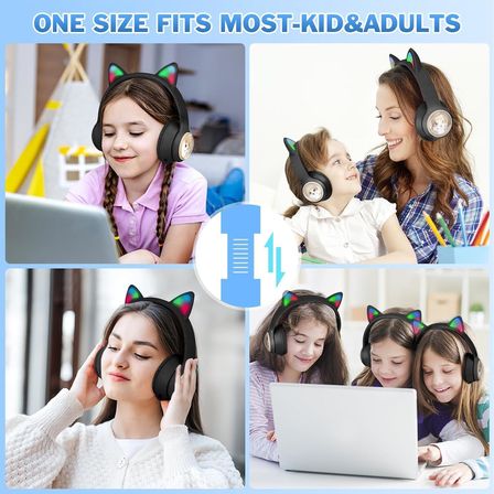 RENKLİ BÜYÜK A KALİTE KULAK ÜSTÜ TAÇ RENKLİ IŞIKLI KEDİ KULAKLI KEDİ KABARTMALI 5.3 VERSİON PED BALŞLIKLI BOYU AYARLANABİLEN ÇOK RAHAT BLUETOOTH KULAKLIK AKZ 02 (PEMBE)