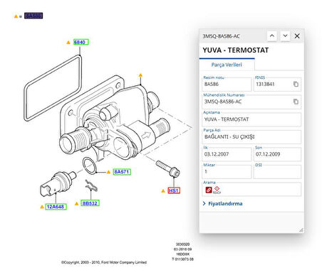 Termostad Gövde 206 307 C4 Focus 04 C.Max 1.6Hdı Tdcı ( OEST9403 - 3M5Q8A586AC )