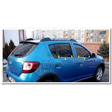 DB Chrome Dacia Sandero Cam Çıtası Nikelajı 2012 Sonrası 4 Parça P.Çelik