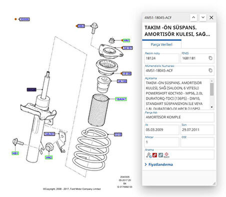 Ön Amortisör Sağ Focus C.Max Tdcı Benzinli 04 ( SCH313287 - 3M5118B039CBB - 4M5118045AAF )