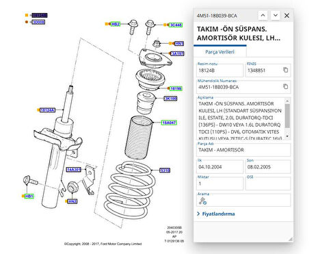 Ön Amortisör Sol Focus C.Max Tdcı Benzinli 04 ( SCH313283 - 3M5118B039CBB - 4M5118K001AAF )