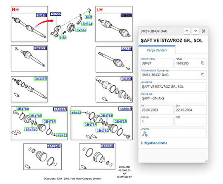 Ön Aks Komple Sol Focus C.Max 1.6 Tdcı 04 ( VKA FD-8003 - 3M51 3B437 DAG )