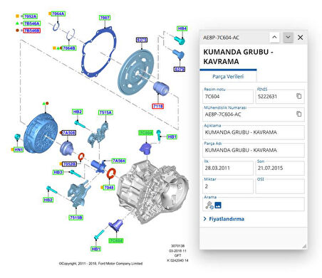 Kumanda Grubu - Kavrama Focus Fiesta ( AE8P7C604AC )