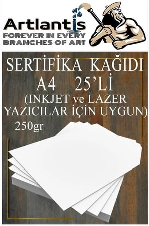 A4 Sertifika Kağıdı Kalın 25 Adet Gramajlı Fotokopi Kağıdı 250 gr Tüm Yazıcılara Uyumlu 21x29.7 cm Kalın Baskı Kağıdı
