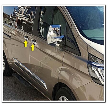 DB Chrome Ford Tourneo Custom Kapı Kolu Nikelajı 2012 Sonrası 4 Kapı 9 Parça P.Çelik